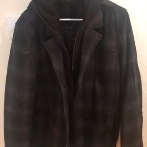 Black rivet hooded coat